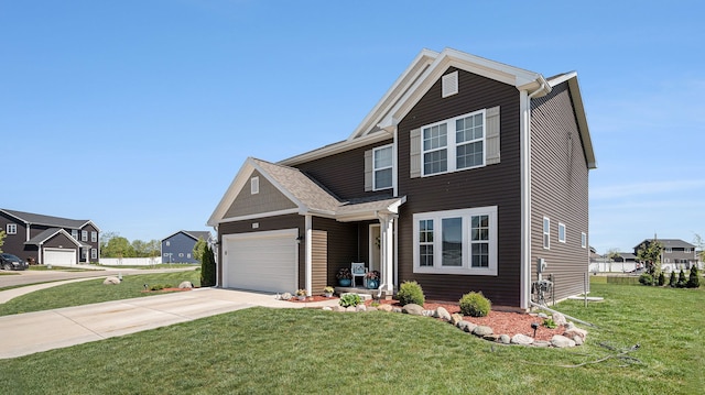 3242 Hill Hollow Ln, Howell, MI 48855 - view of front of property with a front yard, concrete driveway, and a garage