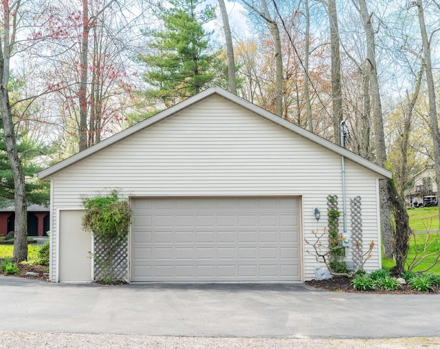 view of detached garage