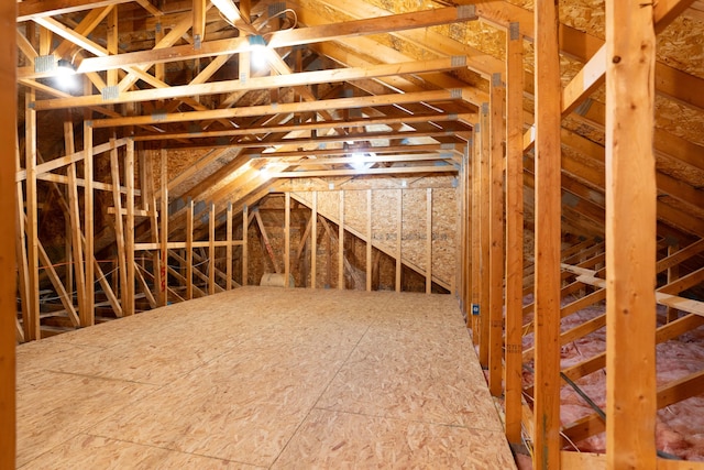 view of unfinished attic