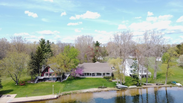 view from above of property featuring a large body of water