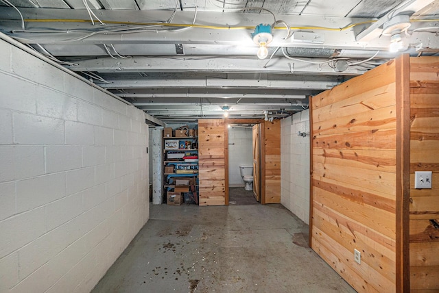 3771 E Loop Rd, Hesperia, MI 49421 - unfinished basement featuring concrete block wall