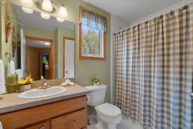 3135 Walnut Hls, Leonard, MI 48367 - full bath with vanity, toilet, curtained shower, and tile patterned floors
