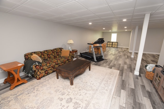 9466 Heritage, Goodrich, MI 48438 - living area with recessed lighting, wood finished floors, and baseboards