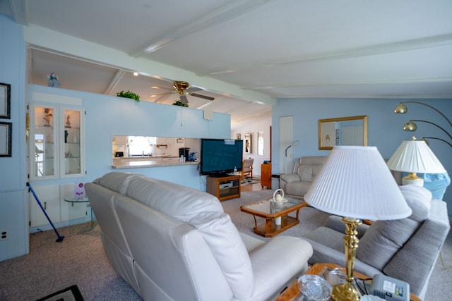 14424 Grenwich Ct, Shelby Twp, MI 48315 - carpeted living area with a ceiling fan
