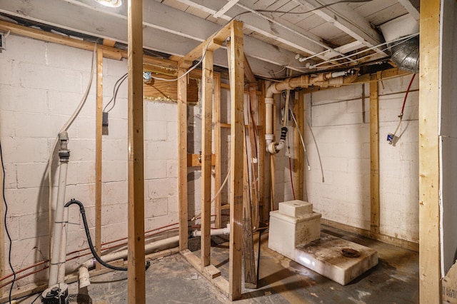 view of unfinished basement