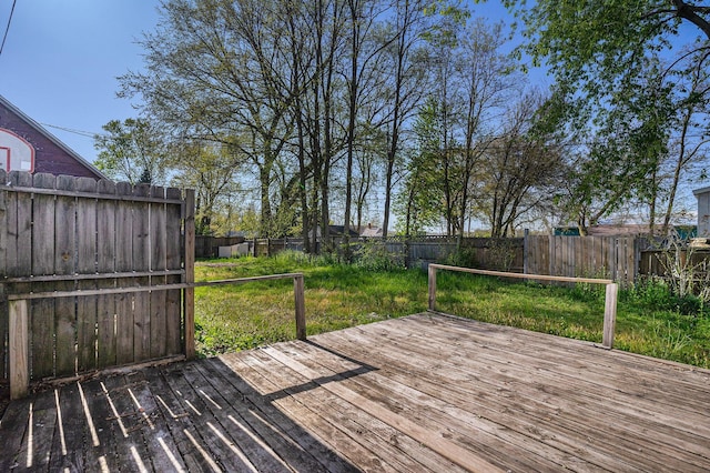 deck with a fenced backyard