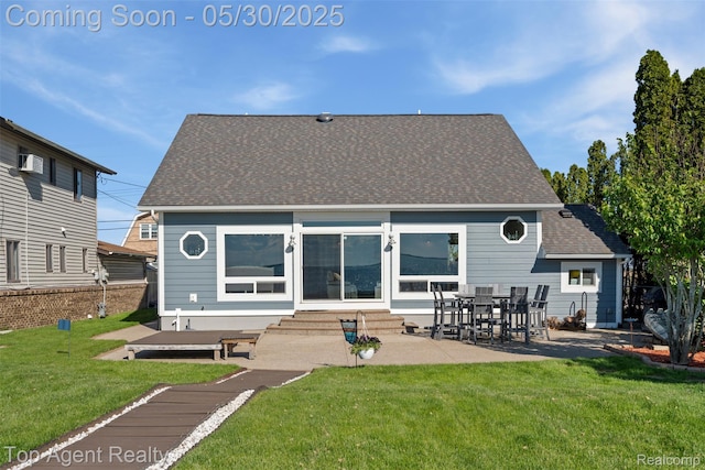 7910 Anchor Bay Dr, Clay, MI 48001 - rear view of property with entry steps, a shingled roof, a yard, and a patio area
