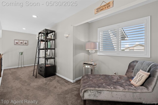 7910 Anchor Bay Dr, Clay, MI 48001 - living area with carpet, baseboards, and recessed lighting