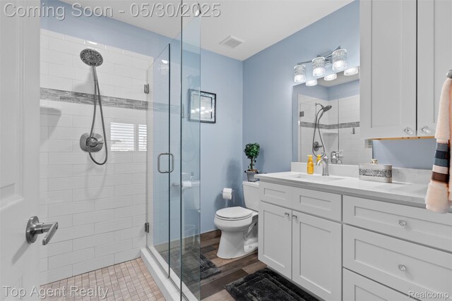 7910 Anchor Bay Dr, Clay, MI 48001 - full bathroom featuring vanity, a stall shower, and toilet
