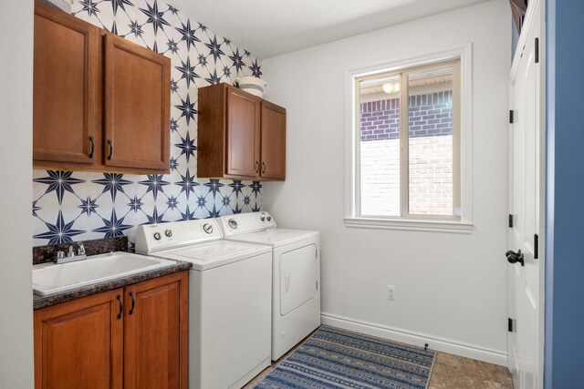 58651 Glacier Club Dr, Washington, MI 48094 - washroom with independent washer and dryer, cabinet space, and baseboards