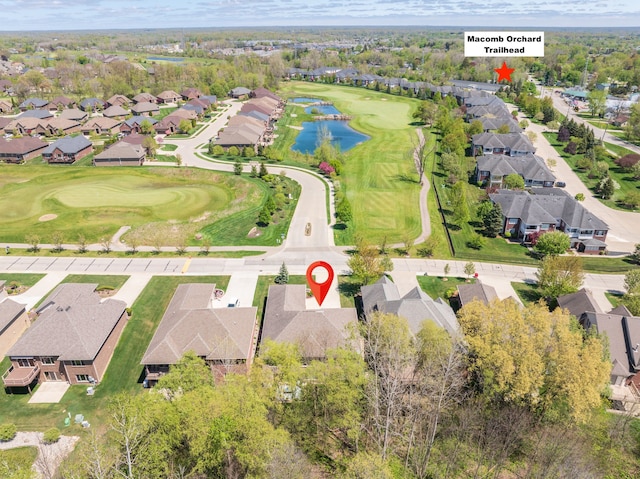 58651 Glacier Club Dr, Washington, MI 48094 - aerial view of property's location with nearby suburban area, a nearby body of water, and a golf course