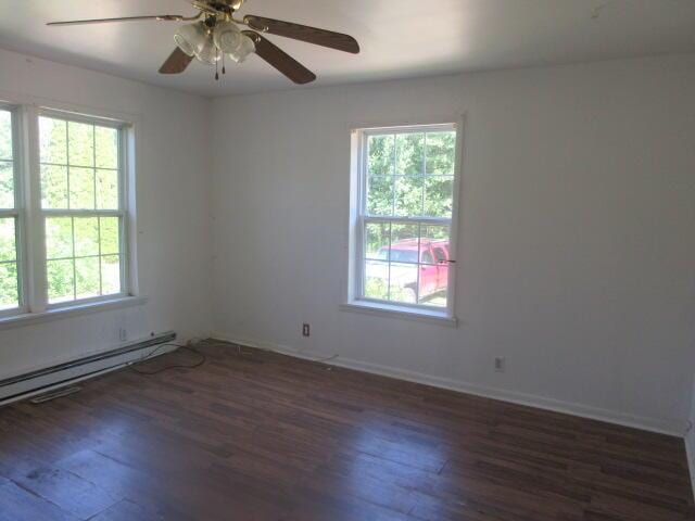 34637 76th St, Covert, MI 49043 - unfurnished room with healthy amount of natural light, wood finished floors, baseboard heating, and ceiling fan