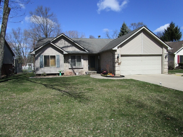 29100 Sunnydale St, Livonia, MI 48154 - ranch-style house featuring an attached garage, concrete driveway, a front lawn, and brick siding