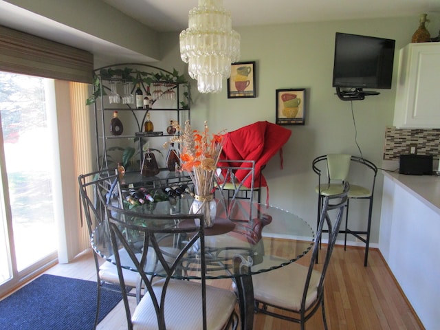29100 Sunnydale St, Livonia, MI 48154 - dining space featuring light wood finished floors and a chandelier