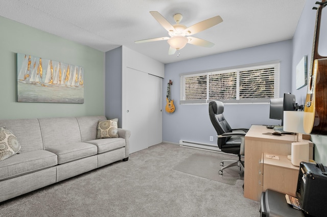 4150 Ridge Rd Unit 21And 22, Stevensville, MI 49127 - carpeted home office with ceiling fan and a baseboard heating unit