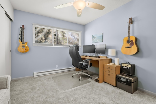 4150 Ridge Rd Unit 21And 22, Stevensville, MI 49127 - carpeted office space featuring baseboard heating, a ceiling fan, and baseboards