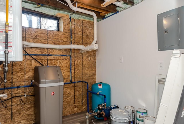 utilities with electric panel and water heater