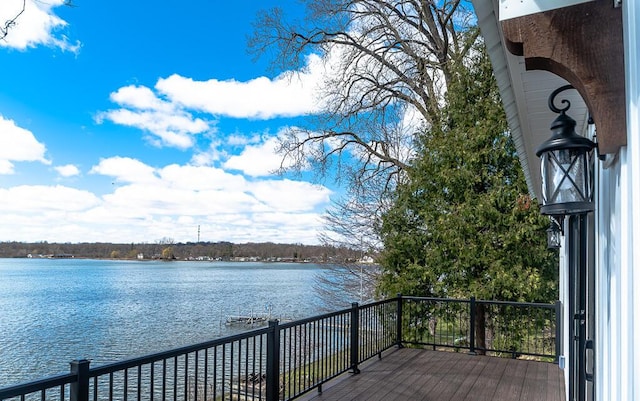 deck with a water view