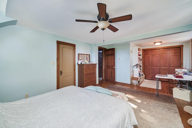 1621 W Beyer Rd, Ludington, MI 49431 - bedroom featuring wood finished floors and ceiling fan