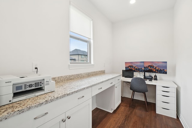 49793 Split Rock Rd, Macomb, MI 48044 - office with dark wood-type flooring, built in study area, baseboards, and recessed lighting
