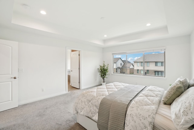 49793 Split Rock Rd, Macomb, MI 48044 - bedroom featuring a raised ceiling, recessed lighting, baseboards, and carpet flooring