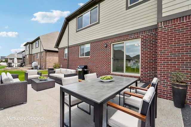 49793 Split Rock Rd, Macomb, MI 48044 - view of patio / terrace with an outdoor hangout area, area for grilling, outdoor dining area, and a residential view