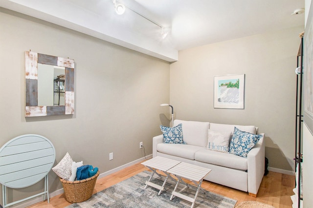 101 W Liberty St Unit 320, Ann Arbor, MI 48104 - living area featuring rail lighting, wood finished floors, and baseboards