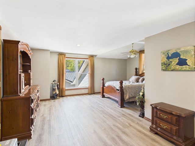 480 Peninsula Dr, Columbiaville, MI 48421 - bedroom with light wood-style floors, baseboards, and ceiling fan