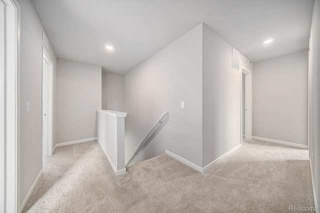 735 Lone Oak Way, Tecumseh, MI 49286 - hall with an upstairs landing, carpet flooring, and recessed lighting