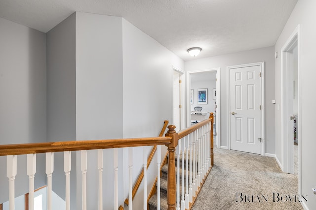 7620 Spring Point Ct NE, Rockford, MI 49341 - corridor with an upstairs landing, carpet floors, and baseboards