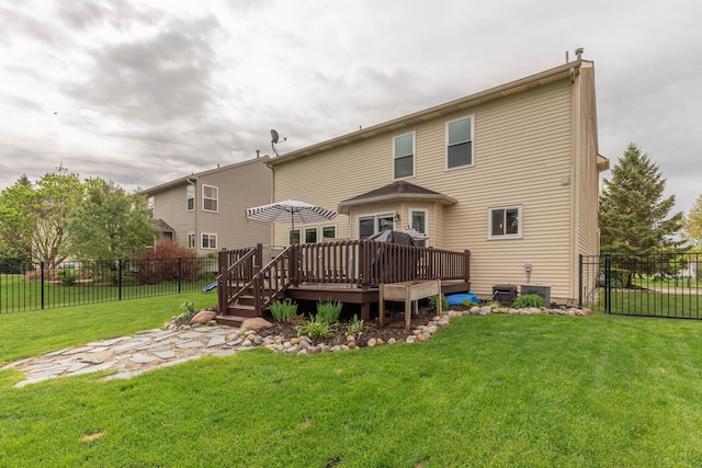 661 Morning Glory Ln, Milan, MI 48160 - rear view of house with a wooden deck and central air condition unit