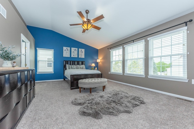 661 Morning Glory Ln, Milan, MI 48160 - bedroom featuring vaulted ceiling, carpet floors, baseboards, and a ceiling fan