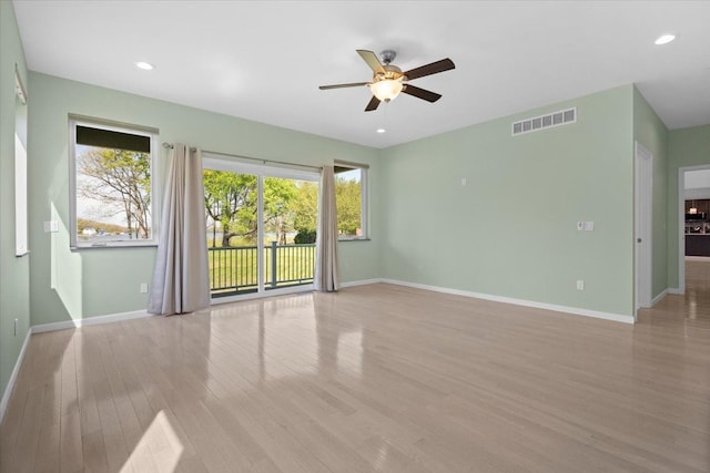 12150 Shaffer Rd, Davisburg, MI 48350 - empty room featuring ceiling fan, wood finished floors, baseboards, and recessed lighting