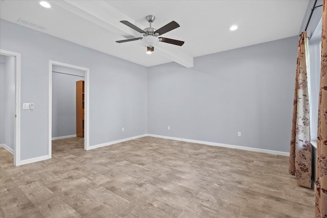 12150 Shaffer Rd, Davisburg, MI 48350 - empty room with a ceiling fan, wood finished floors, baseboards, and recessed lighting