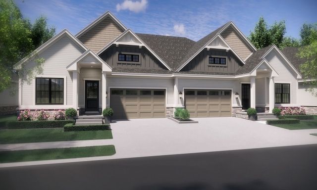 625 W Clarkston Rd, Lake Orion, MI 48362 - view of front of home with board and batten siding, driveway, and stone siding