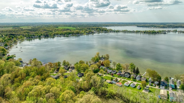 5541 Pleasant Valley Rd, Manitou Beach, MI 49253 - aerial view of residential area with a nearby body of water and a heavily wooded area