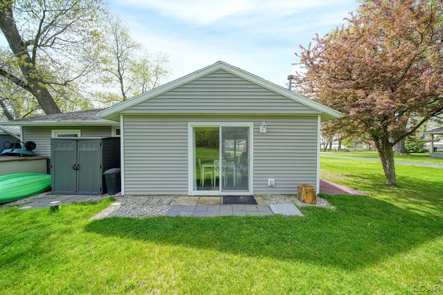 5541 Pleasant Valley Rd, Manitou Beach, MI 49253 - back of property featuring a yard and a shed