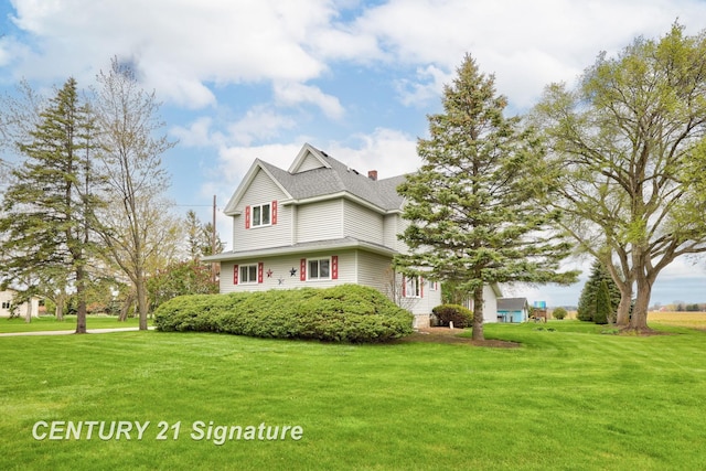 919 E Salzburg Rd, Bay City, MI 48706 - view of front of property featuring a front yard, a shingled roof, and a chimney
