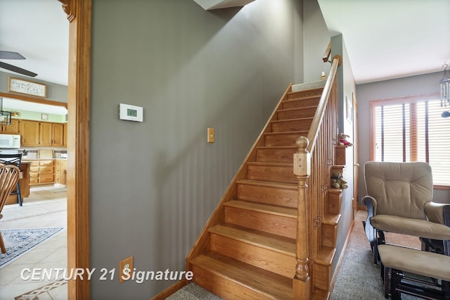 919 E Salzburg Rd, Bay City, MI 48706 - staircase featuring a ceiling fan
