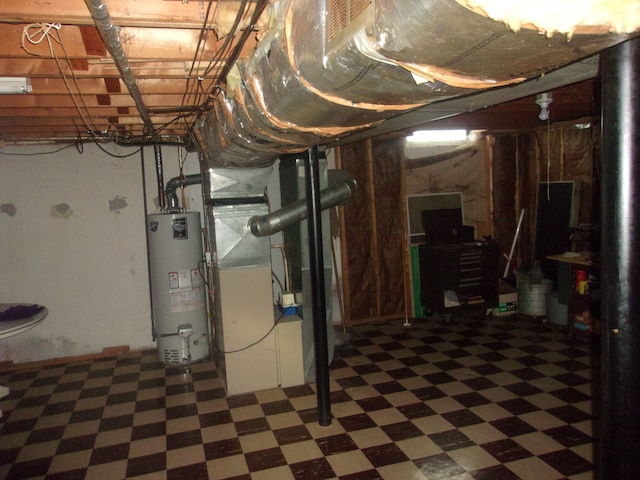 21613 Hoffman St, Saint Clair Shores, MI 48082 - unfinished below grade area featuring water heater, light floors, and heating unit