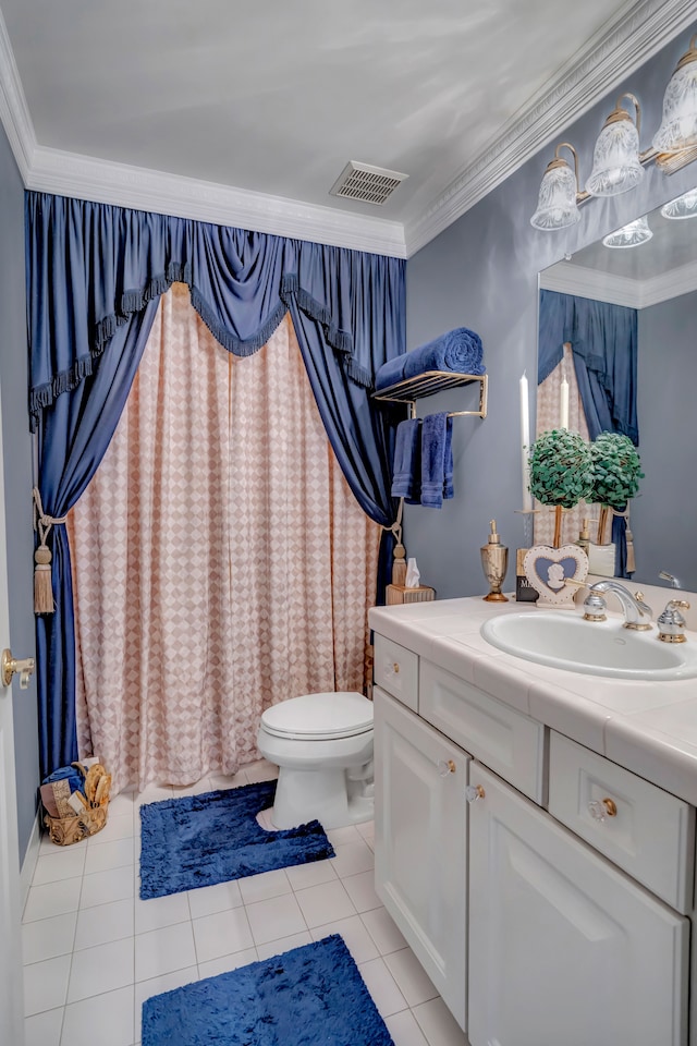 1612 Michael, Clawson, MI 48017 - bathroom with toilet, tile patterned flooring, vanity, and ornamental molding