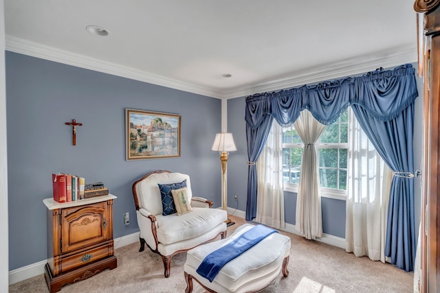 1612 Michael, Clawson, MI 48017 - living area featuring light carpet, ornamental molding, and baseboards