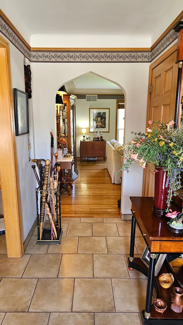 28051 Garfield St, Roseville, MI 48066 - corridor featuring arched walkways and light tile patterned floors