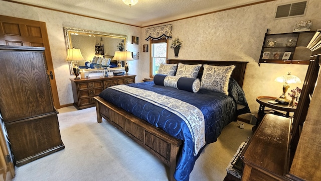 28051 Garfield St, Roseville, MI 48066 - bedroom featuring a textured ceiling, carpet floors, and crown molding