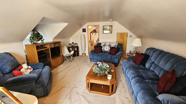 28051 Garfield St, Roseville, MI 48066 - carpeted living area featuring lofted ceiling