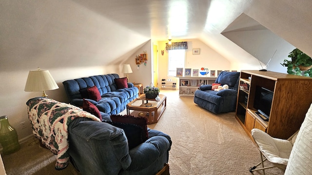 28051 Garfield St, Roseville, MI 48066 - living room featuring light carpet and lofted ceiling