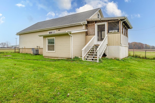 5189 W US Highway 12, Three Oaks, MI 49128 - back of house with a sunroom, cooling unit, and stairway