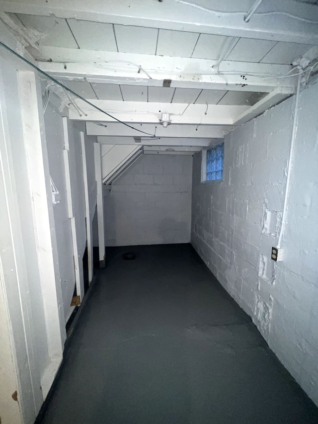 view of unfinished basement