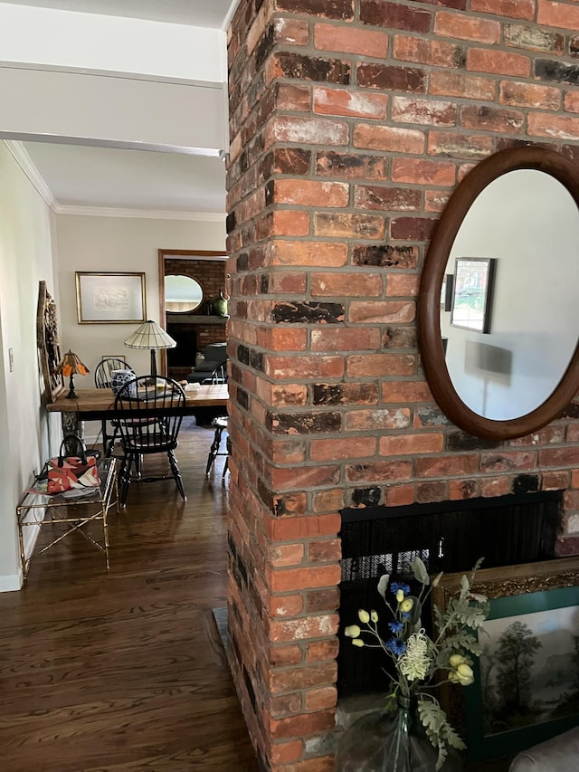14074 Barbara St, Livonia, MI 48154 - hallway with crown molding, wood finished floors, and baseboards