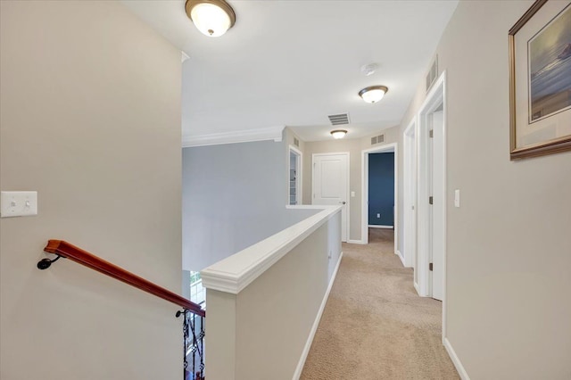 1060 Tinley Blvd, Oxford, MI 48371 - corridor featuring an upstairs landing, light colored carpet, and baseboards
